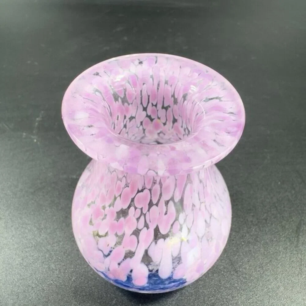 Kosta Boda Sweden‎ Hand Blown Small Mini Vase Vessel Multicolor Speckled Signed